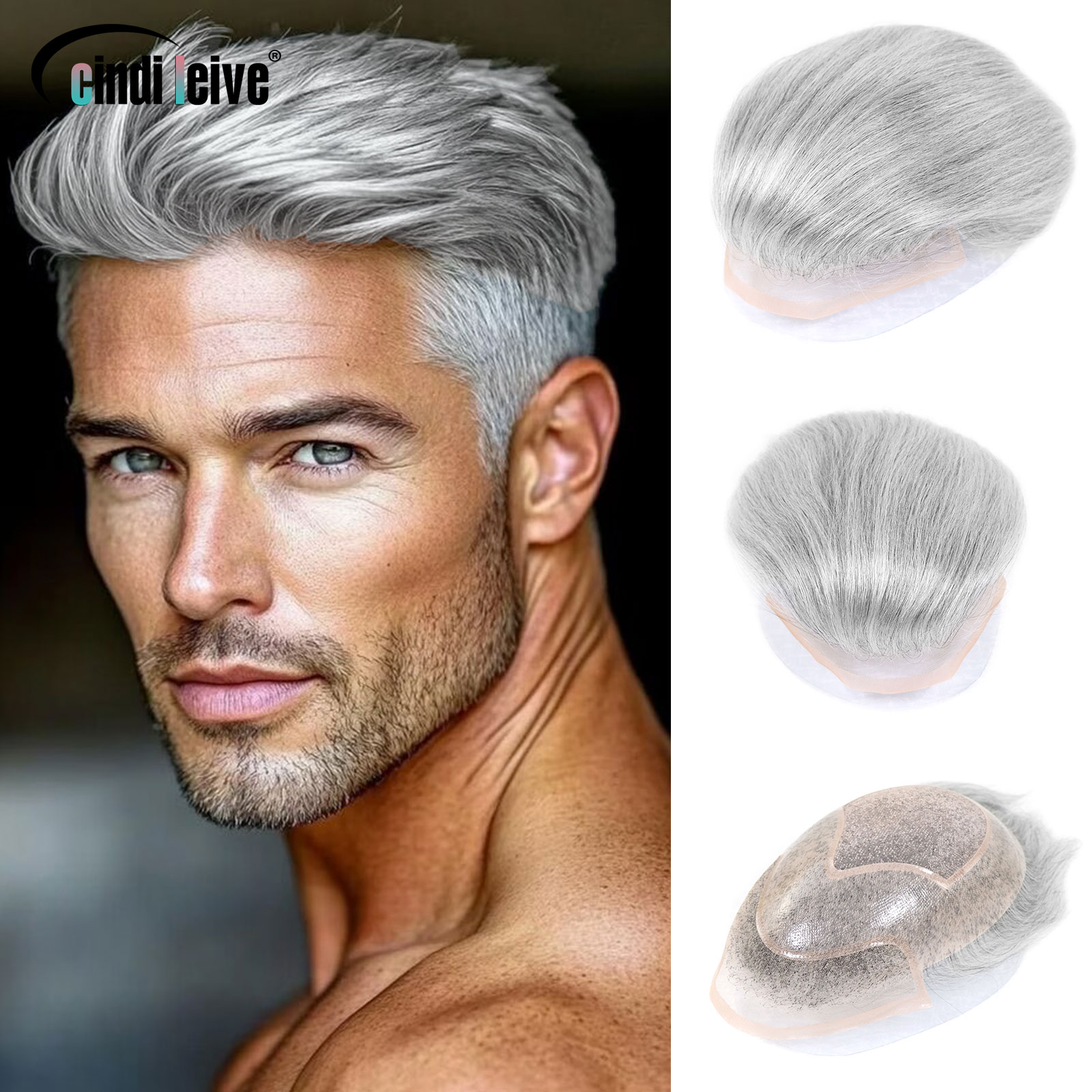 Men'S Grooming Tape - # 1B80 Серый Мужской Парик Человеческих